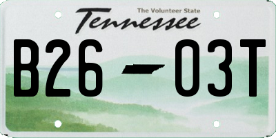 TN license plate B2603T