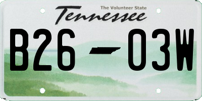 TN license plate B2603W