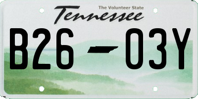 TN license plate B2603Y