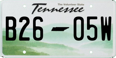 TN license plate B2605W