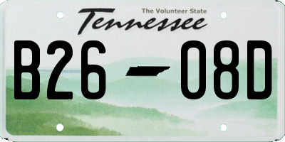 TN license plate B2608D