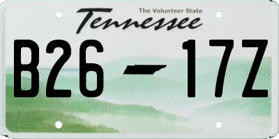 TN license plate B2617Z