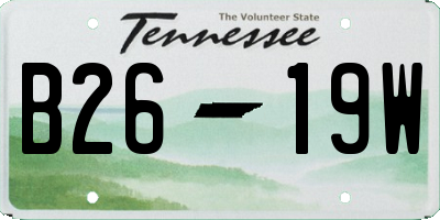 TN license plate B2619W