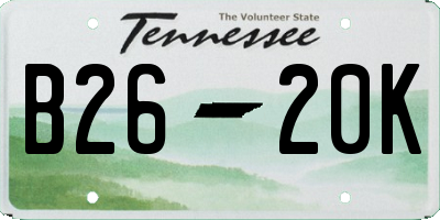 TN license plate B2620K