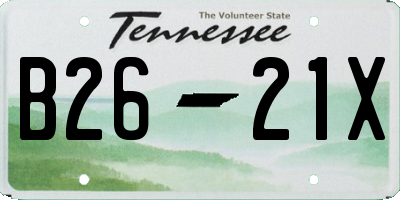 TN license plate B2621X