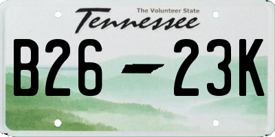 TN license plate B2623K