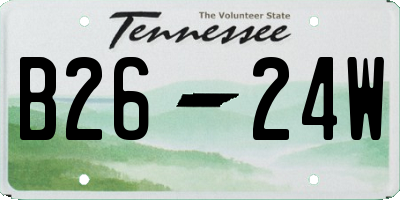 TN license plate B2624W