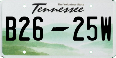 TN license plate B2625W