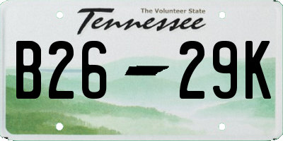 TN license plate B2629K