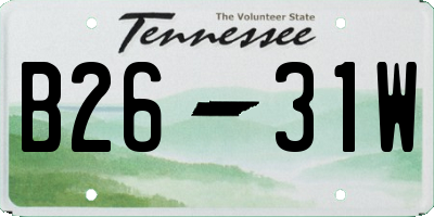 TN license plate B2631W