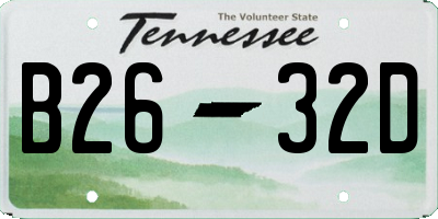 TN license plate B2632D