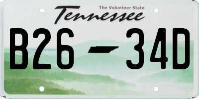 TN license plate B2634D