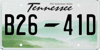 TN license plate B2641D