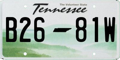 TN license plate B2681W