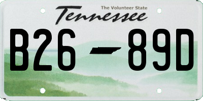 TN license plate B2689D