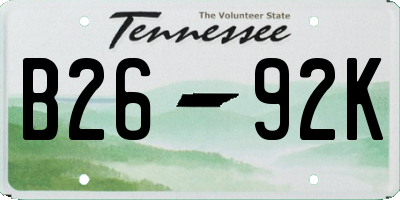 TN license plate B2692K