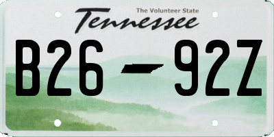 TN license plate B2692Z