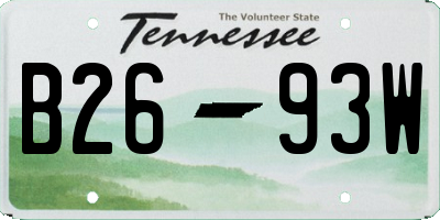 TN license plate B2693W