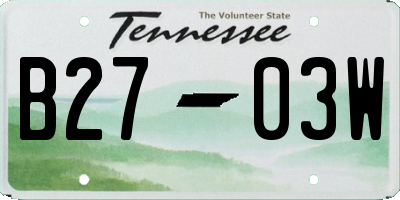 TN license plate B2703W