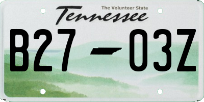 TN license plate B2703Z