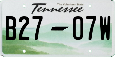 TN license plate B2707W