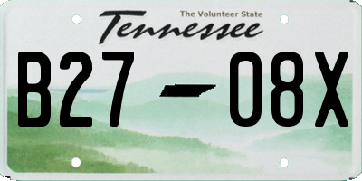 TN license plate B2708X