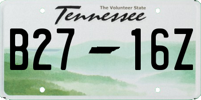 TN license plate B2716Z
