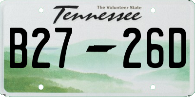 TN license plate B2726D
