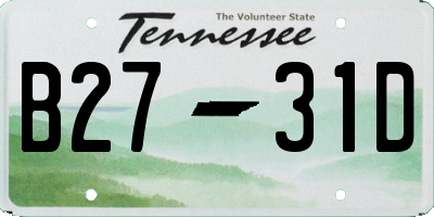 TN license plate B2731D