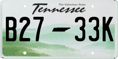TN license plate B2733K