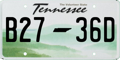 TN license plate B2736D