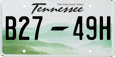TN license plate B2749H