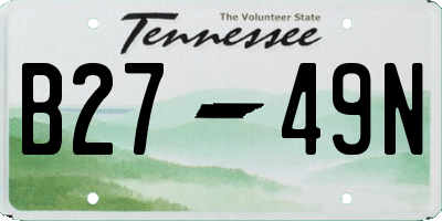 TN license plate B2749N