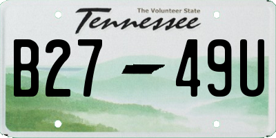 TN license plate B2749U