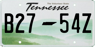 TN license plate B2754Z