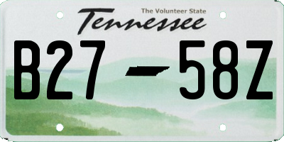 TN license plate B2758Z