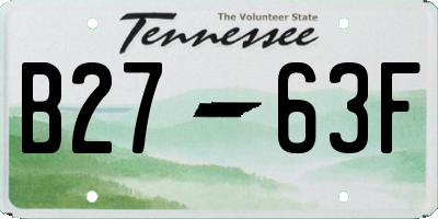 TN license plate B2763F