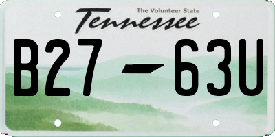 TN license plate B2763U