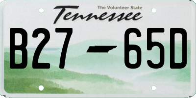 TN license plate B2765D