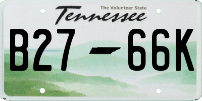 TN license plate B2766K