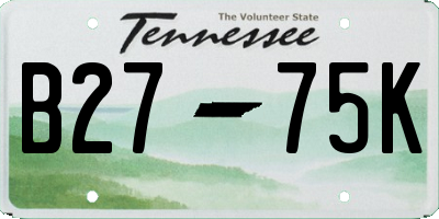 TN license plate B2775K