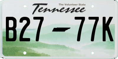 TN license plate B2777K