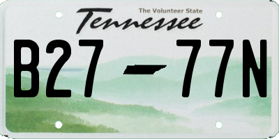 TN license plate B2777N
