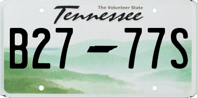 TN license plate B2777S