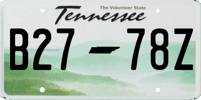 TN license plate B2778Z