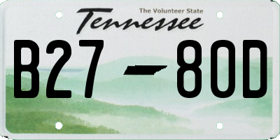 TN license plate B2780D
