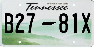 TN license plate B2781X