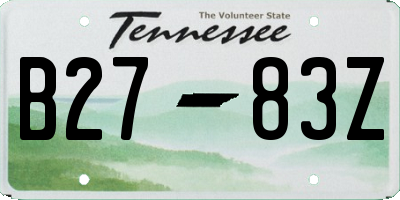 TN license plate B2783Z