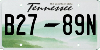 TN license plate B2789N