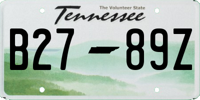 TN license plate B2789Z
